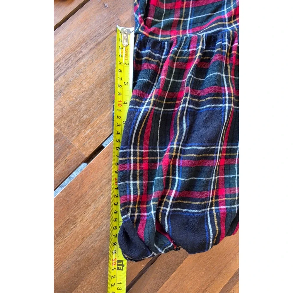 LOFT Plaid Puff Sleeve Button Back Blouse XS Academia Preppy Fall